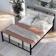 Choose from contactless same day delivery, drive up and more. Home Full Size Metal Bed Frame No Box Spring Needed Metal Bed Frame With Wood Headboard Platform Bed Frame Full Size W Footboard 11 Bed Slats Noise Free Easy Assembly 330lbs S2038
