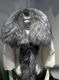Silver Fox Fur Collar Outerwear Luxury