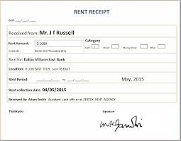 Formal Rent Receipt Template Word Excel Templates