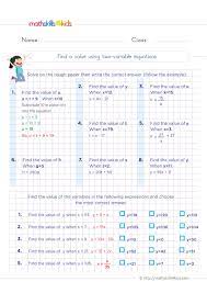 two step equations worksheets for grade