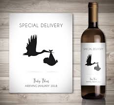 Us 18 52 25 Off Custom 10pcs Baby Announcement Wine Bottle Labels Special Delivery Stork Carrying A Baby Pregnancy Announcement Bottle Stickers In
