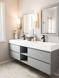 Dual bathroom vanity and mirrors. Floating Sage Dual Bathroom Sinks Floating Bathroom Vanity Luxury Bathroom Vanities Open Bathroom