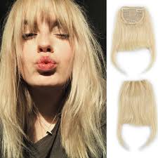 Long straight with bangs bleach blonde full wig hair piece. 613 Bleach Blonde Sinoart Human Hair Front Clip In Hair Bangs Full Fringe Short Straight Brazilian Virgin Human Hair Hairpieces Extensions For Women 6 8inch 613 Bleach Blonde Amazon In Health Personal Care