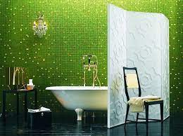 Green And Gold Mosaic Tile Wall Green
