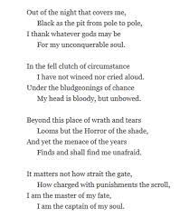 poem invictus by w e henley