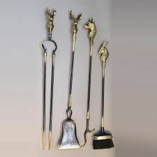 Set Of Fireplace Tools Made Of Polished