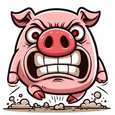 angry pig cartoon stomping hooves