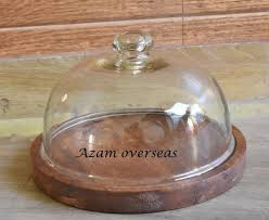 Round Glass Dome Cover With Wooden Base