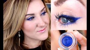 bold blue winged liner makeup tutorial