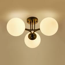 Frosted Glass Metal Semi Flush Ceiling