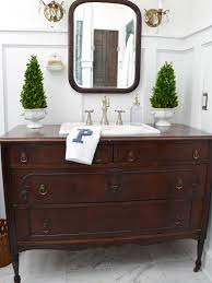vintage dresser into a bathroom vanity
