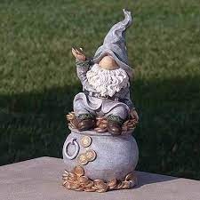 Irish Garden Gnome On Pot Of Gold