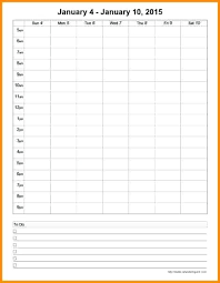 With Time Calendar Times Weekly Slots Template Printable Free Daily