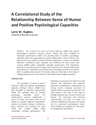 Pdf A Correlational Study Of The Relationship Between Sense