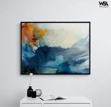 Orange And Blue Abstract Painting Print
