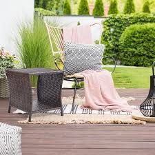 Outdoor Side Table For Patio Small Rattan Wicker Coffee Table Balcony Table Outside End Table