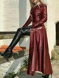Women Vintage Faux Leather Coat Long