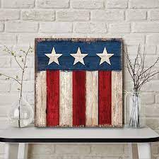 American Flag Square Wall Art Antique