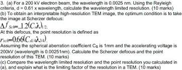 solved a for a 200 kv electron beam