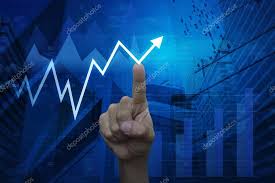 Hand Pointing To Arrow Business Chart And Graph Over Map And