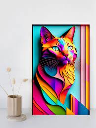 Cat Sprints Art Digital Wall Art By