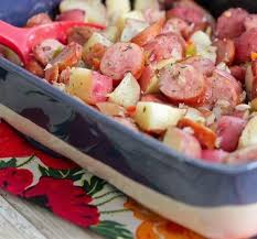 baked sausage and potatoes easy side