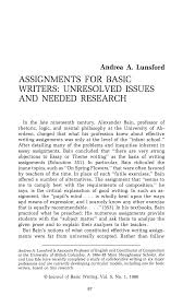 assignments for basic writers unresolved issues and needed research 