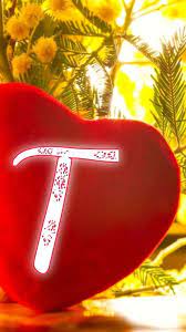 T Letter Red Heart Wallpaper