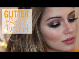glittery bronzed party makeup hair