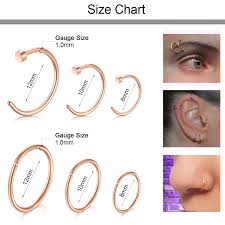 D Bella 18g Nose Rings Hoop Stainless Steel Nose Rings Studs Flexible Clear Nose Rings Retainer Tragus Cartilage Helix Earrings Nose Septum Piercing