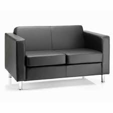 Black Modern Two Seater Leather Sofa