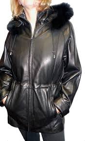 Tibor Design Plus Size Fox Fur Hooded Leather Jacket