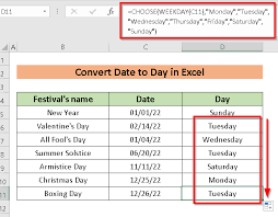 how to convert date to day in excel 7