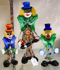 Three Murano Glass Clowns And A