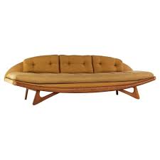 mid century walnut gondola sofa