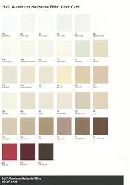 horizontal blinds color chart
