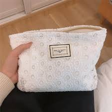 embroidery lace clutch makeup bag