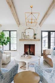 White Painted Brick Fireplace With Gilt