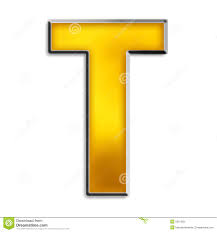 Isolated Letter T In Shiny Gold Stock Illustration