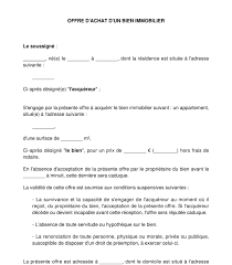 lettre type achat immobilier exemple