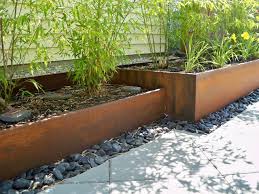 Rusted Steel Planters And Bamboo