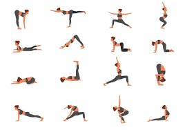 yoga poses vector art icons and