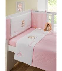 girls 3 piece nursery pink teddy cot