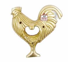 Rooster Bottle Opener Solid Brass Wall