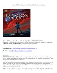 PDF/ePub] Dragon Pearl (Thousand Worlds, #1) - Yoon Ha Lee by ladyvayola -  Issuu