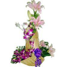 lovely orchids with royal lilies gifts