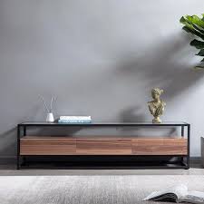 Glass Tv Stand Walnut Colour And Black