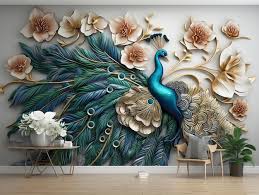 3d Interior Wall Art Decor With Flowers