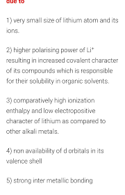 Write the anomalous behaviour of Li and other alkali metals - Brainly.in