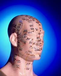 Acupuncture Chart On A Cast Of A Head And Neck